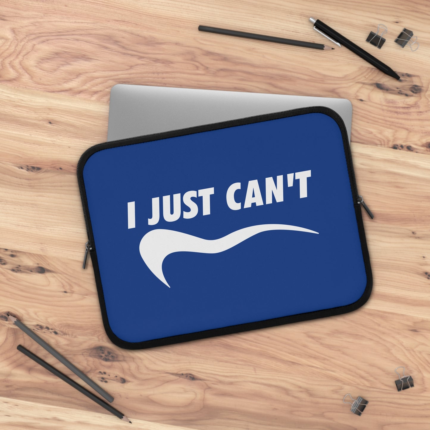 navy with white i just can't Laptop Sleeve