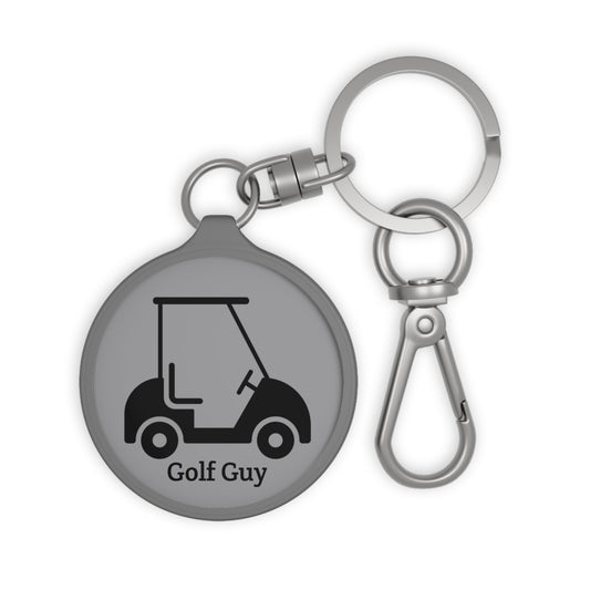 Grey Golf Golf Cart Guy Keyring Tag
