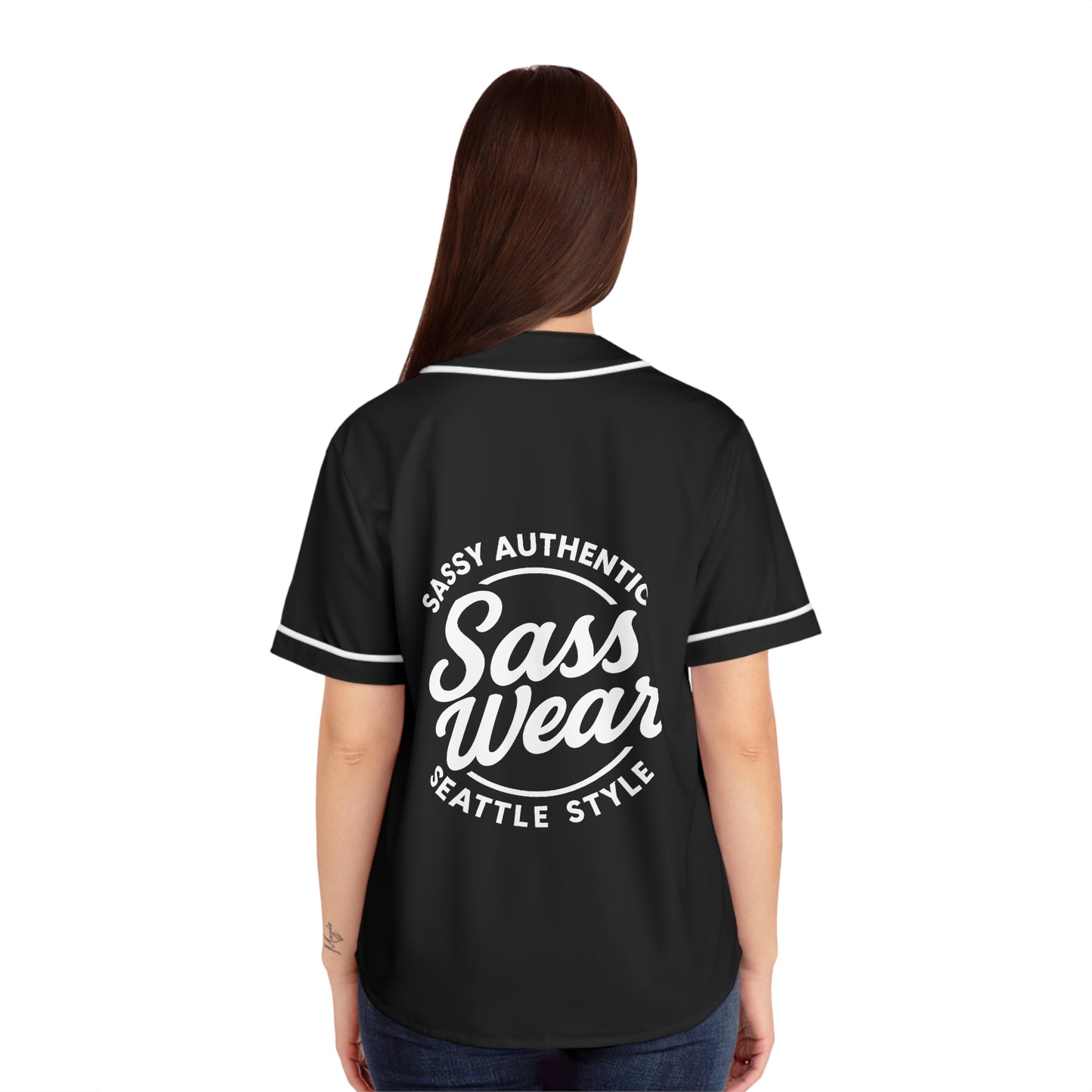 Black/white Sass Wear Baseball Jersey