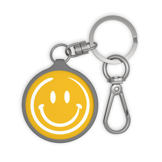 Yellow Smiley Face Keyring Tag