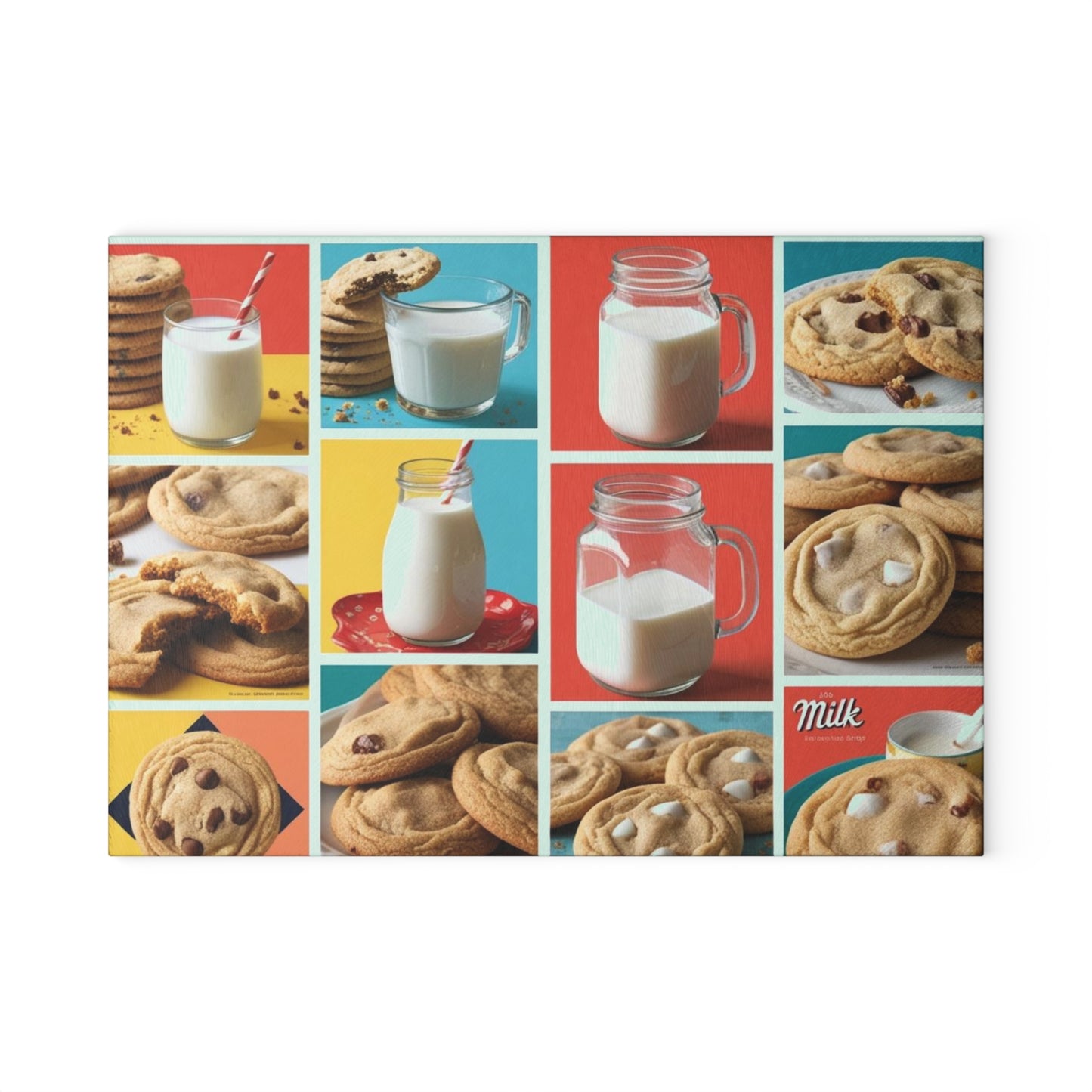 milk and cookies Glass Cutting Board