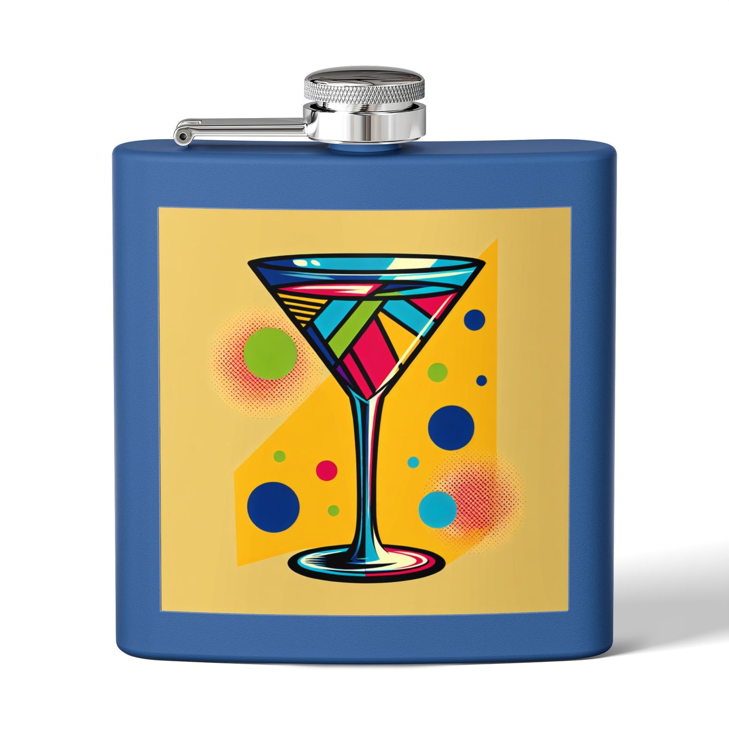 Pop Art Martini Glass Sleek Stainless Steel Flask