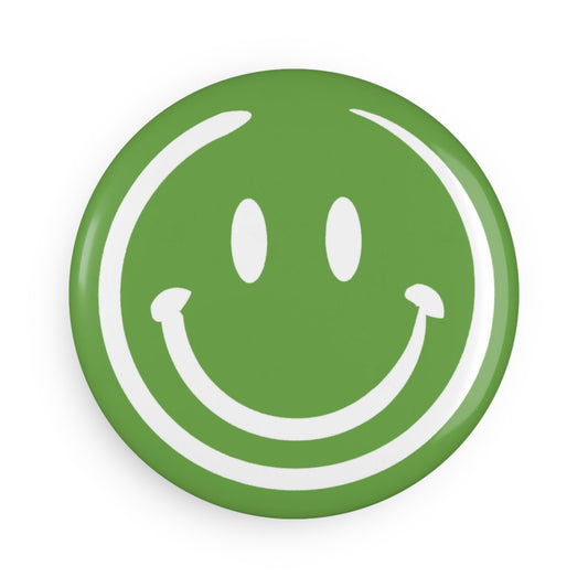 Green Smiley Face Button Magnet