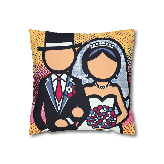 pop art bride and groom Pillow cover