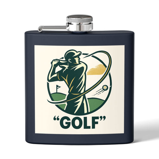 Guy Golf Swing Sleek Stainless Steel Flask