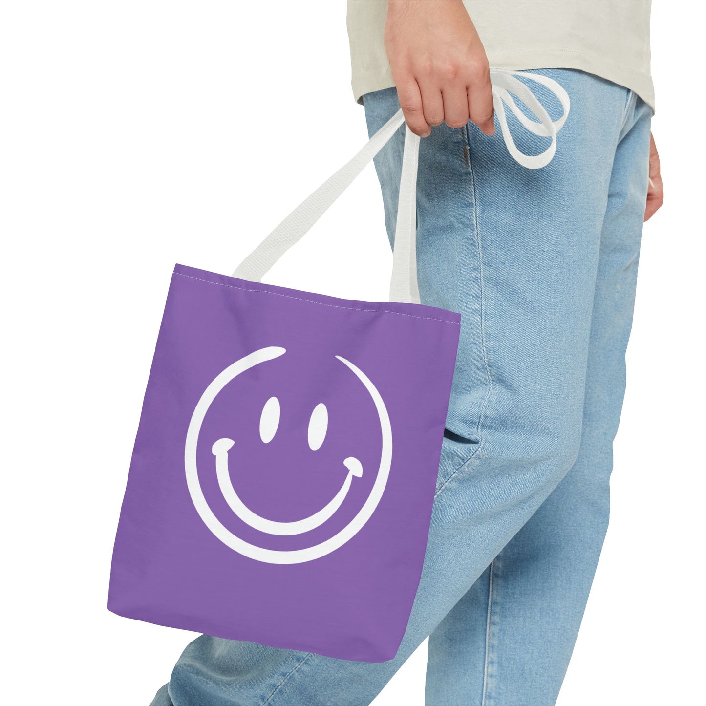 purple with white smiley face Tote Bag