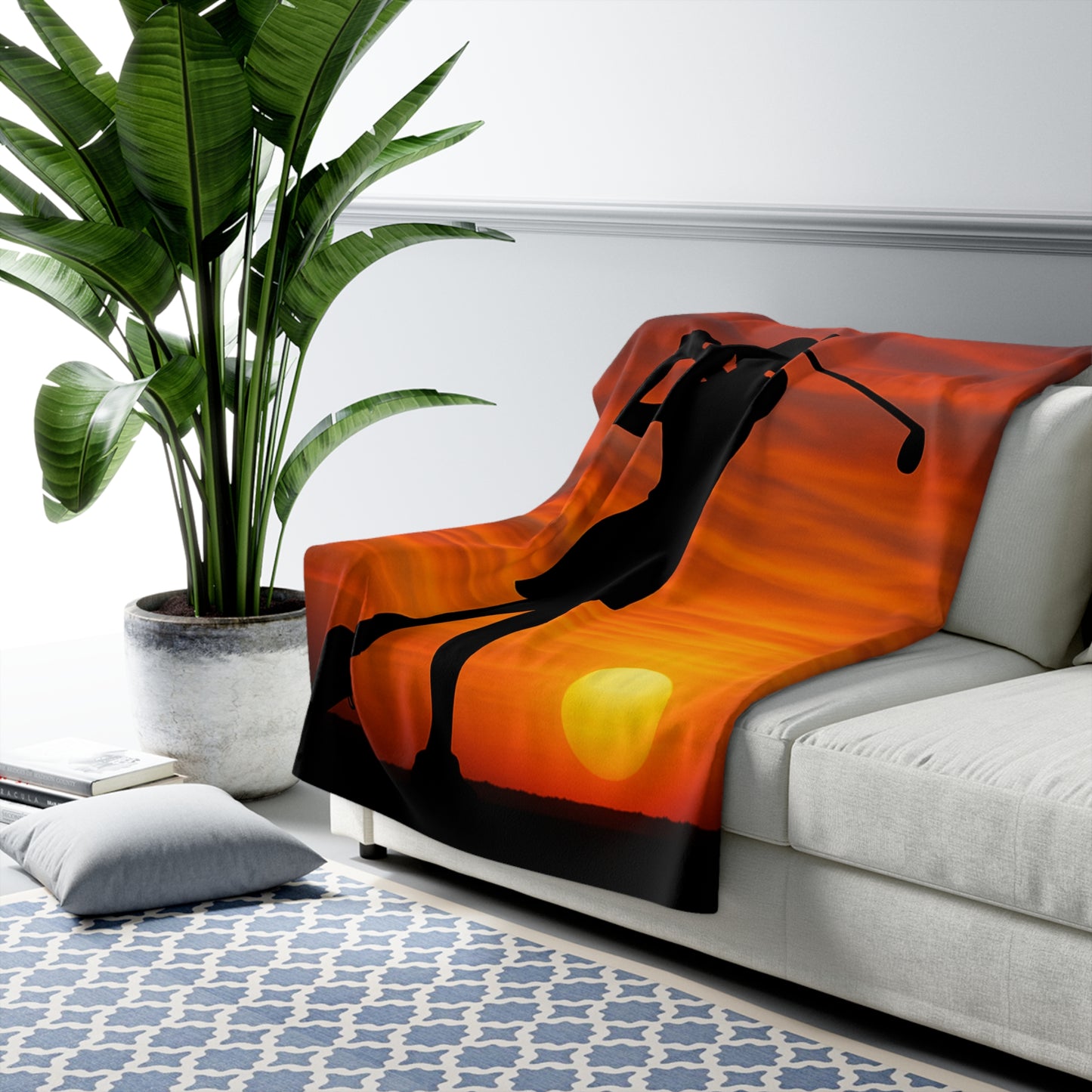 Golf Girl at Sunset Sherpa Fleece Blanket