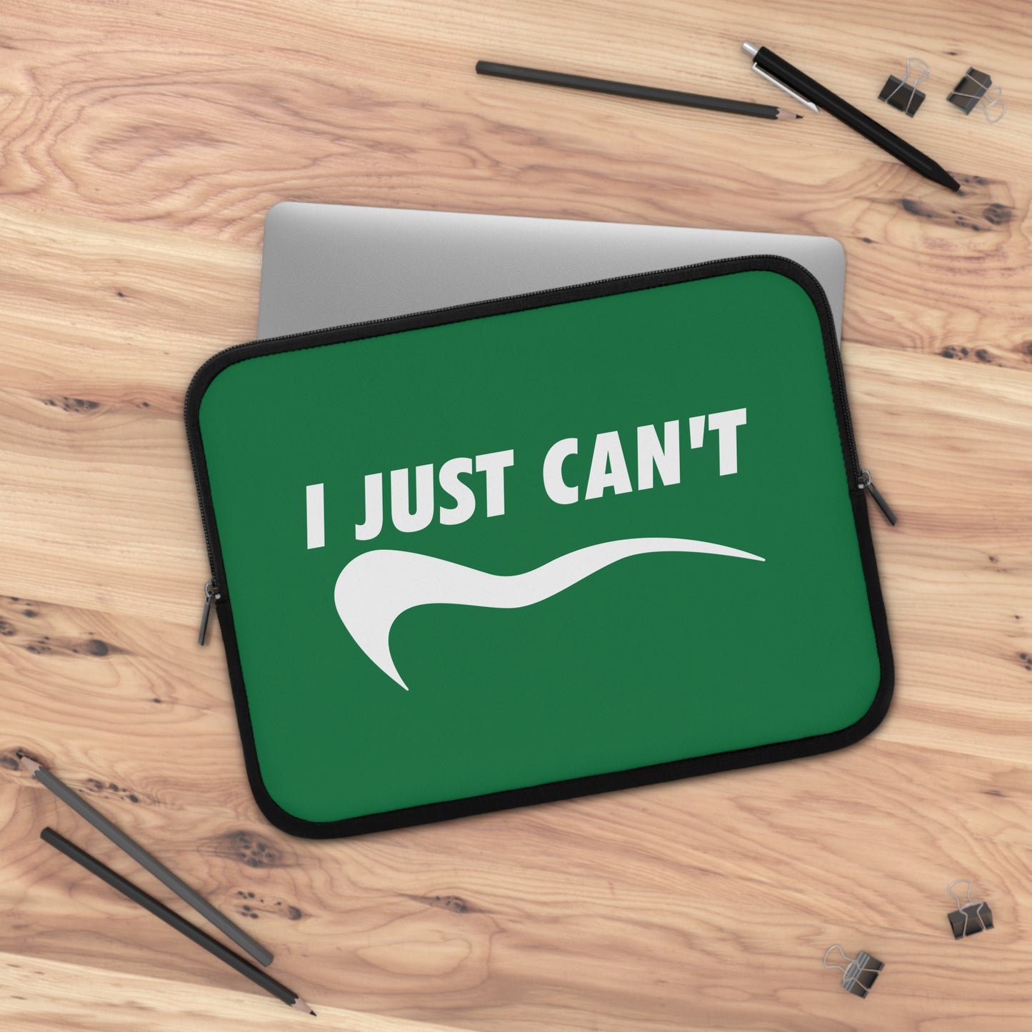 green with white i just can't Laptop Sleeve