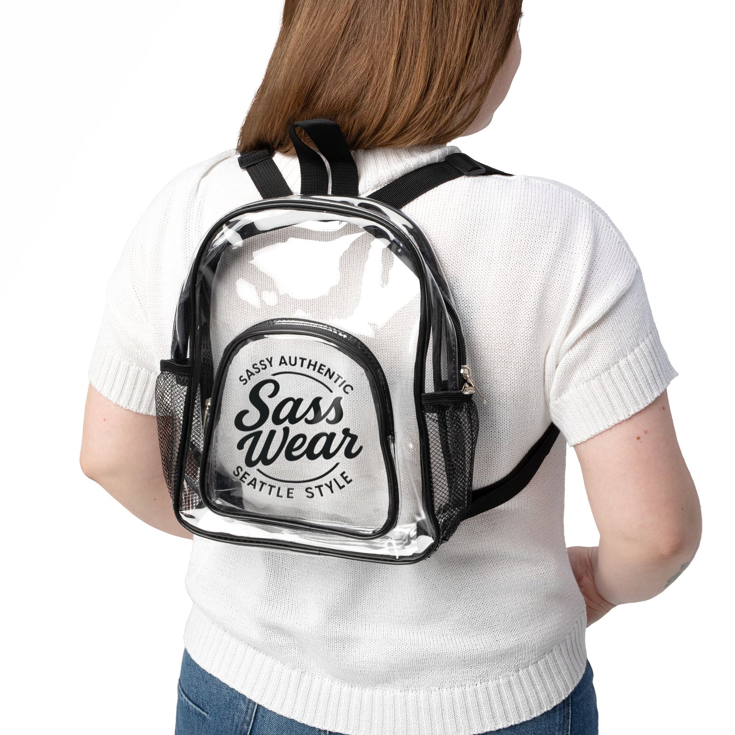 Sass Wear Transparent School & Event Bag with Mesh Side Pockets