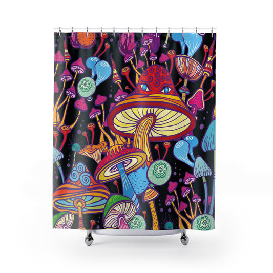 pop art mushrooms Shower Curtains