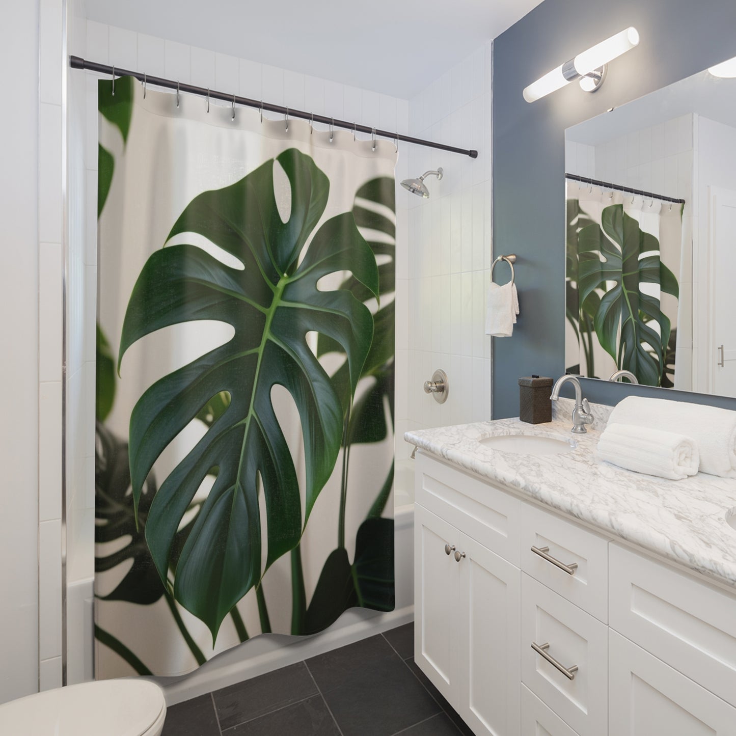 Monstera leaves Shower Curtains