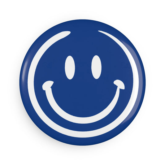 Blue Smiley Face Button Magnet