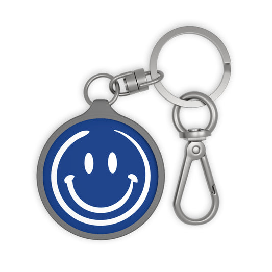 Blue Smiley Face Keyring Tag
