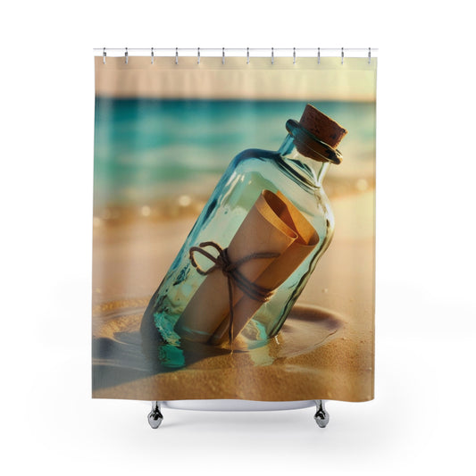 message in a bottle Shower Curtains