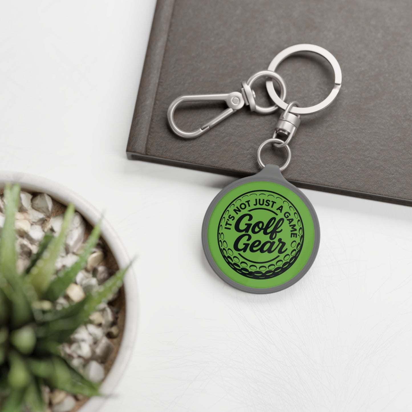 Green Grey Golf Gear Keyring Tag