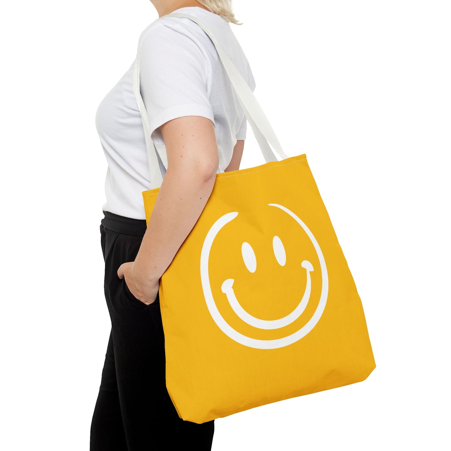 yellow with white smiley face Tote Bag