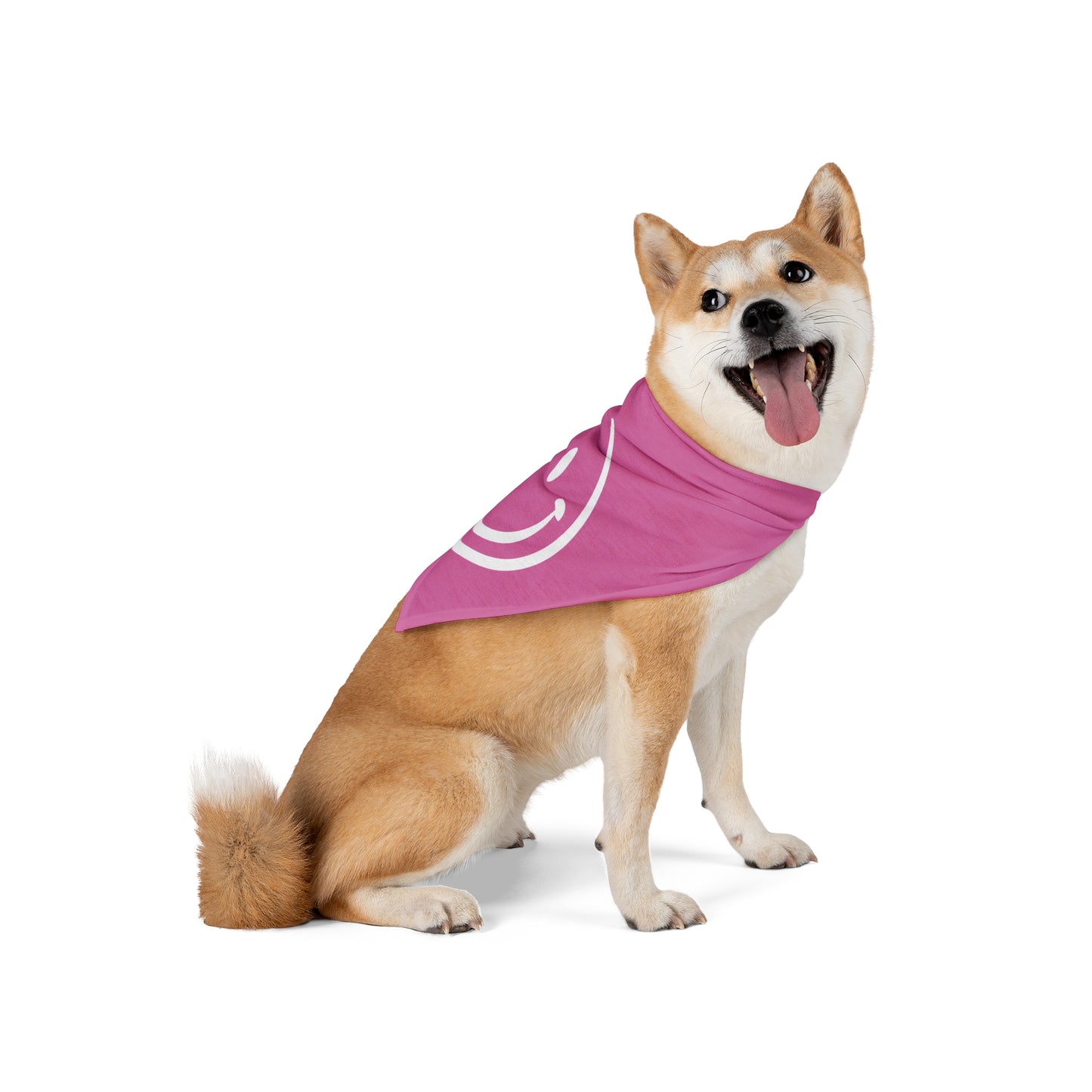 pink with white smiley face Pet Bandana