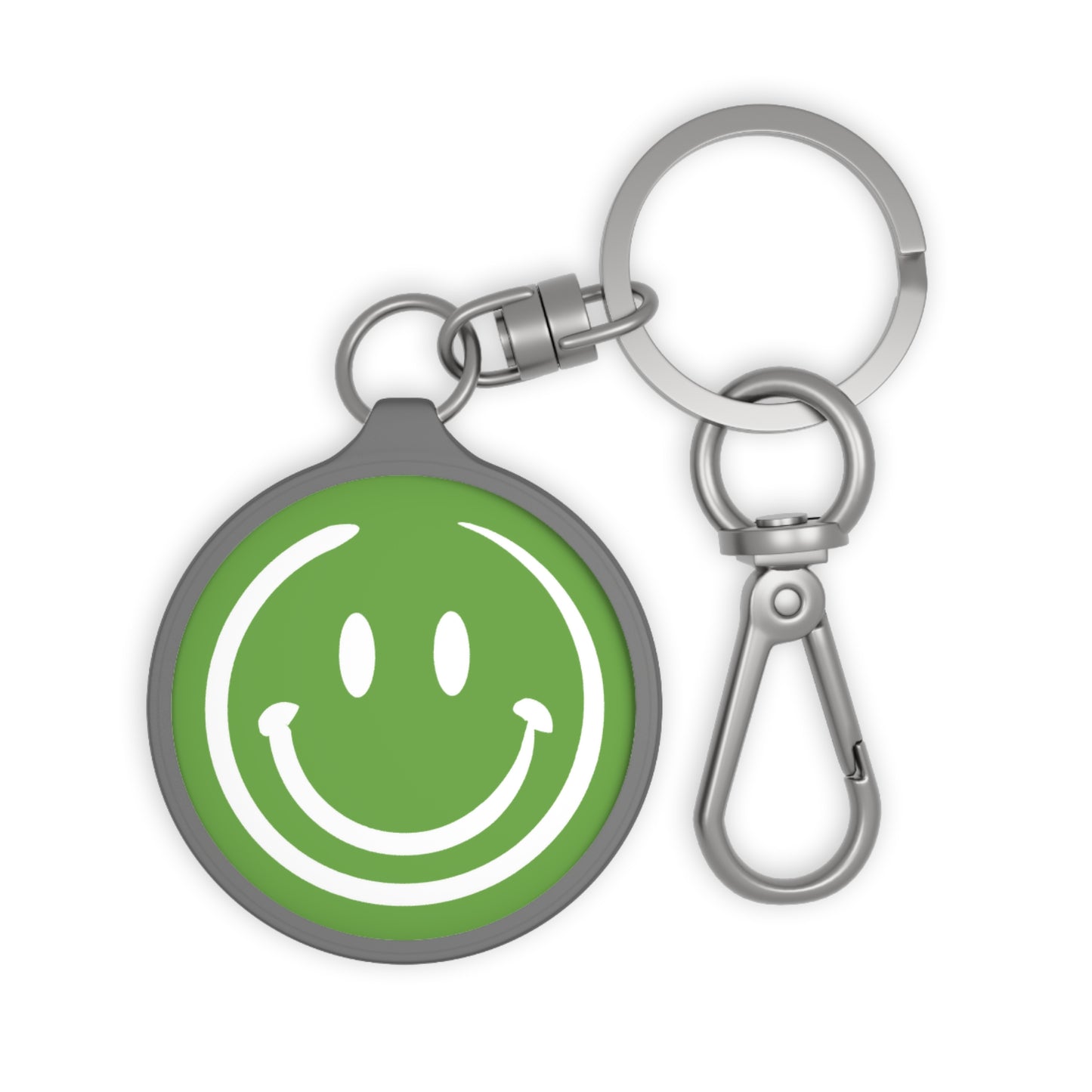 Green Smiley Face Keyring Tag
