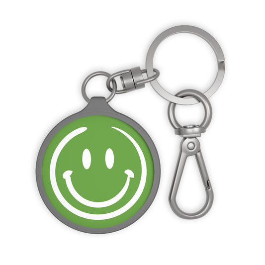 Green Smiley Face Keyring Tag