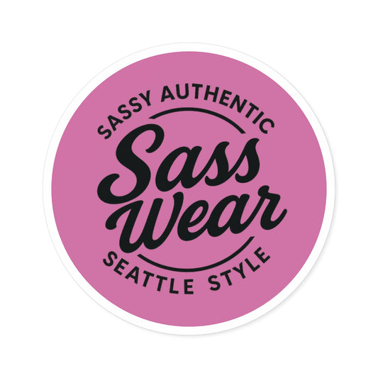 Hot pink Sass Wear Round Sticker