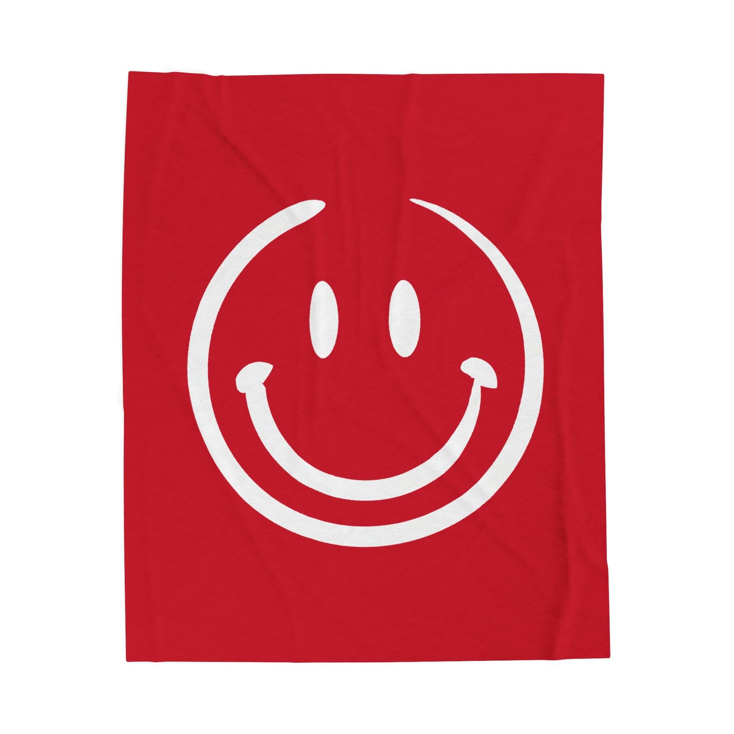 red with white smiley face Velveteen Plush Blanket