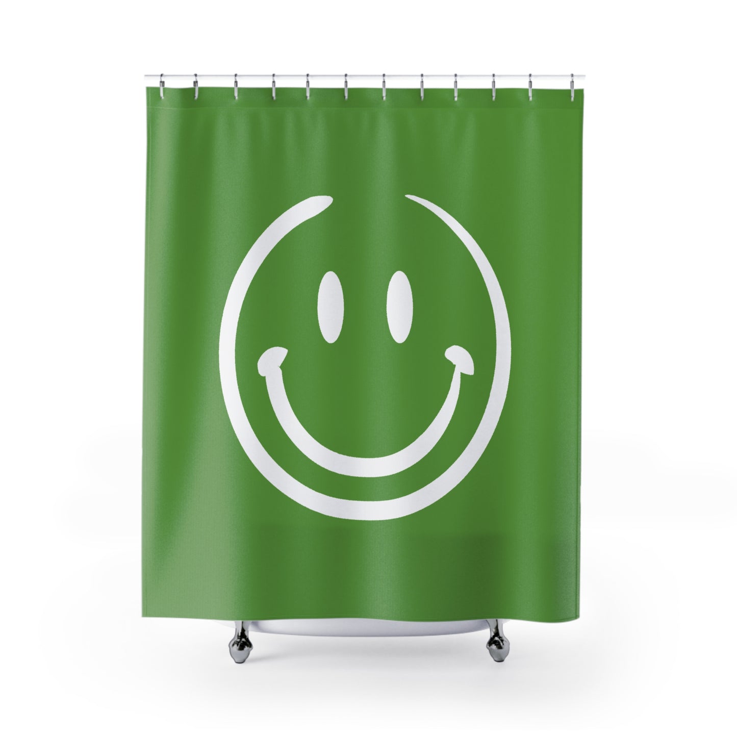 green with white Shower Curtains