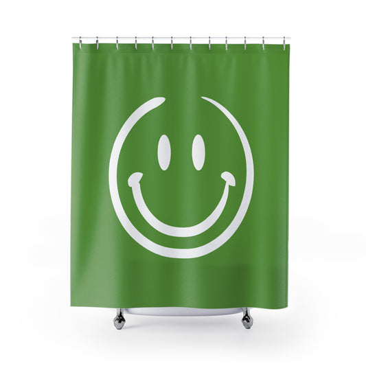 green with white Shower Curtains