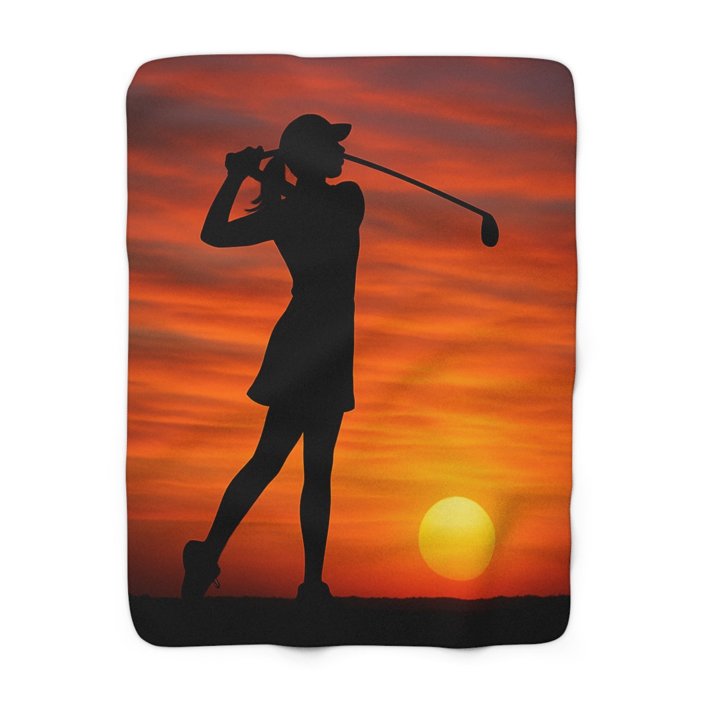 Golf Girl at Sunset Sherpa Fleece Blanket