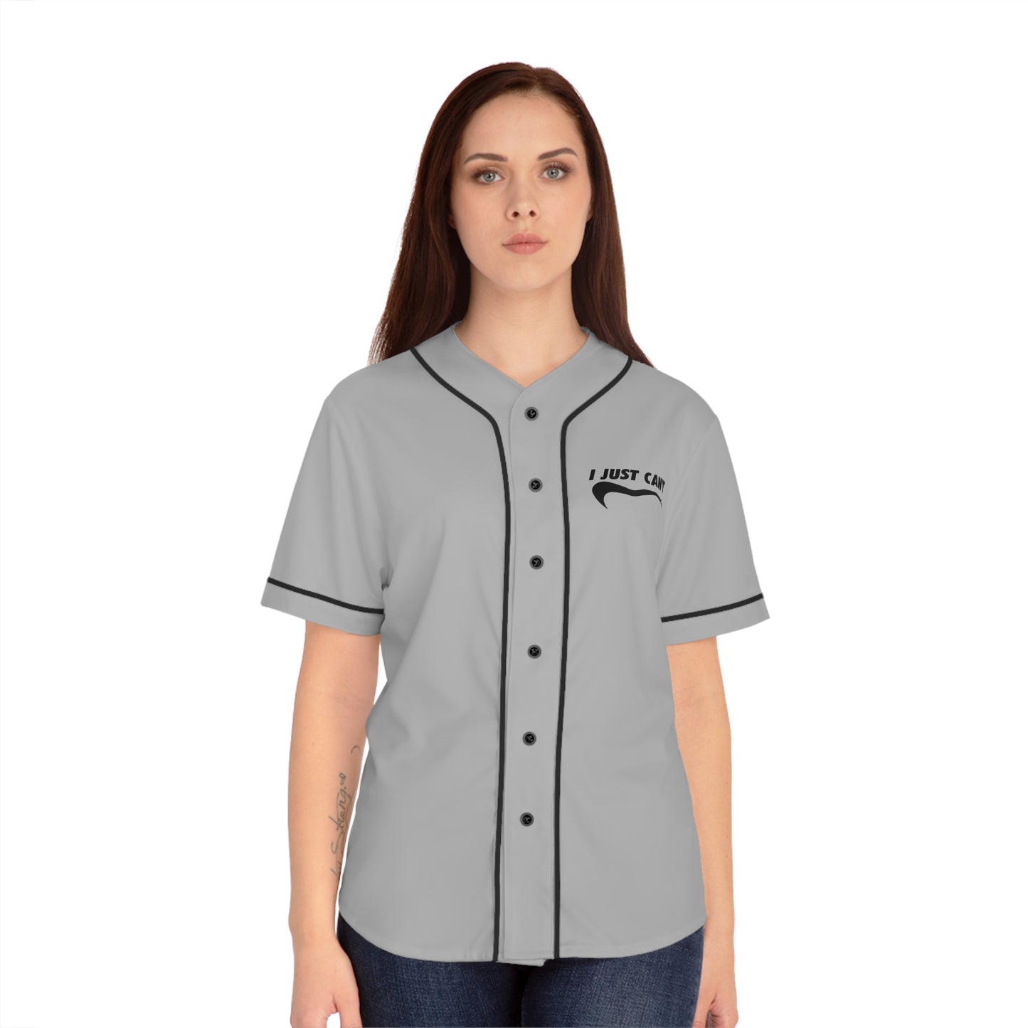 grey Women's Baseball Jersey, I Just Can't